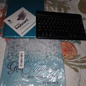 Teal iPad Case with Keyboard and Christian Inspirational Scripture Mouse Pad